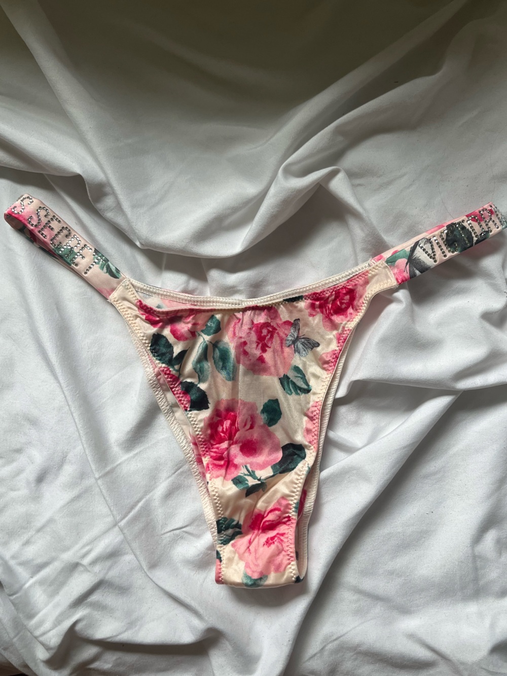 Victoria’s Secret Rhinestone Strap Floral Panty Size Medium